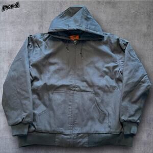 CornerStone Work Jacket Mens 2XL Blue Hooded Quilted Duck Canvas Full Zip Heavy